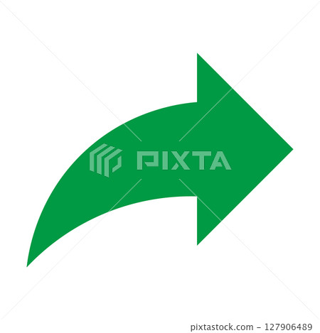 Simple flat green arrow on white background 127906489