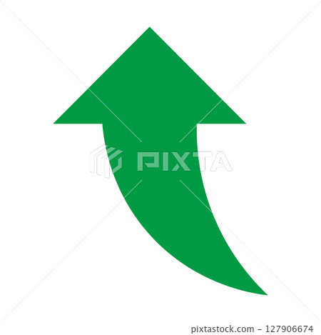 Simple flat green arrow on white background Simple flat green arrow on white background 127906674