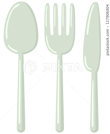 湯匙叉子刀插畫集向量素材 湯匙叉子刀插畫集向量素材 127906804