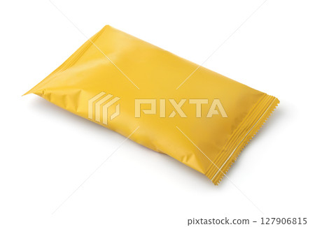 Blank yellow foil food packet 127906815