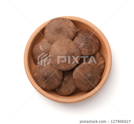 Top view of natural handmade hot chocolate callets Top view of natural handmade hot chocolate callets 127906827