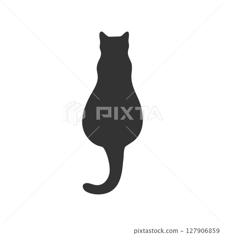 Silhouette of a cat sitting with its back isolated on a white background. Cat shadow. Vector illustration Silhouette of a cat sitting with its back isolated on a white background. Cat shadow. Vector illustration 127906859