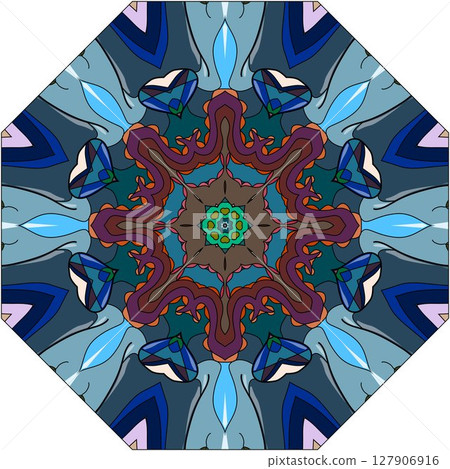 Colorful cute Mandala. Decorative unusual round ornaments. 127906916