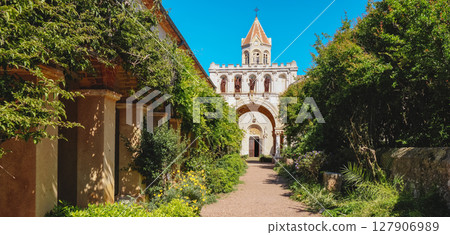 entrance courtyard to Lerins Abbey, France 127906989
