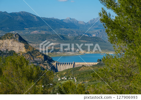 Iznajar reservoir and dam, in Spain 127906993