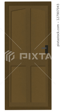 wooden door isolated on white background 127907043