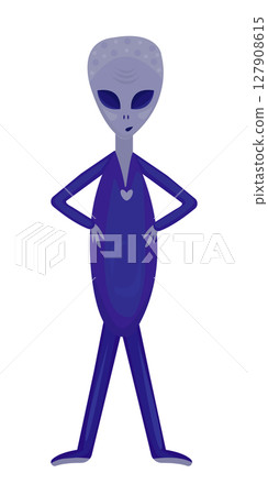 Male alien, illustration in blue and grey colors 127908615
