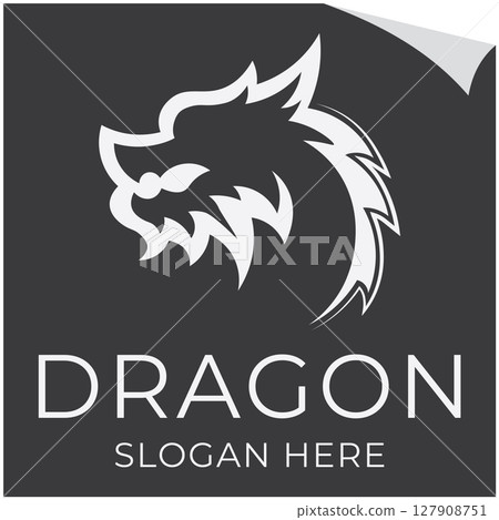 A dragon logo represents strength power. 127908751