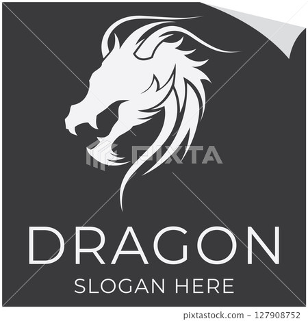 A dragon logo represents strength power. 127908752