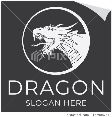 A dragon logo represents strength power. 127908754