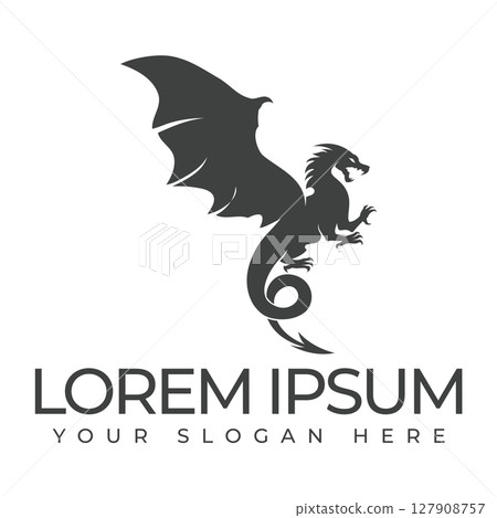 A dragon logo represents strength power. 127908757