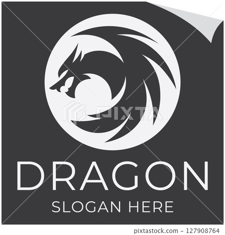 A dragon logo represents strength power. 127908764