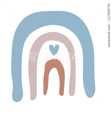 Cute boho rainbow in minimal style, vector illustration in beige and blue colors Cute boho rainbow in minimal style, vector illustration in beige and blue colors 127908776