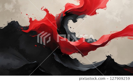 Minimalist abstract splash painting red white and black Minimalist abstract splash painting red white and black 127909259