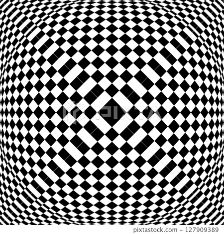 Checked Black and White Pattern. 3D Illusion. Convex Textured Background. 127909389