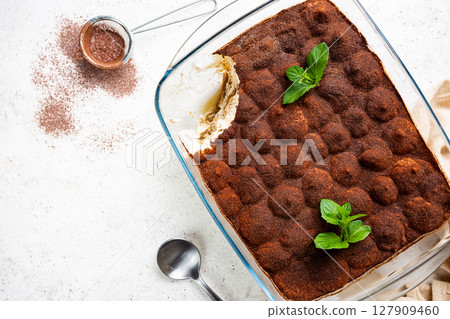 Traditional Italian dessert tiramisu 127909460