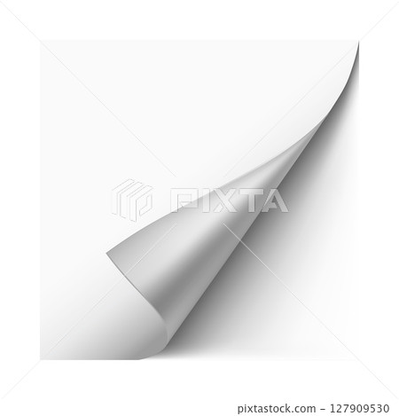 Vector of curled paper corner with shadow, realistic texture. 127909530