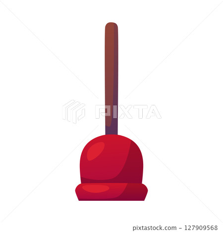 Toilet plunger vector flat icon, household toilet cleaning equipment, drain cleaner tool, rubber plunger clog suction 127909568