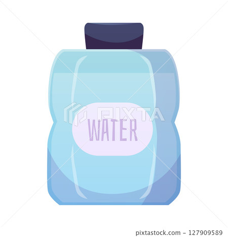 Plastic canister vector flat icon, bottle full of clean water with lid, flask or tank of aqua with label, drink jerrican Plastic canister vector flat icon, bottle full of clean water with lid, flask or tank of aqua with label, drink jerrican 127909589