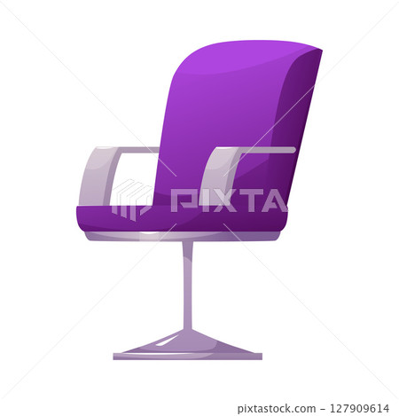Office or desk armchair vector icon, purple comfortable seat furniture for beauty salon, ergonomic computer chair 127909614