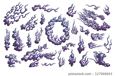 3D藍色鬼火插畫素材集 127909843