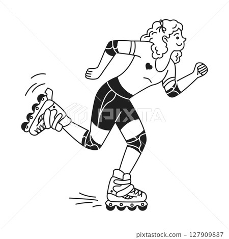 Energetic Person Roller Skating with Joy 127909887