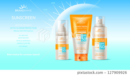 Sunscreen Products with SPF Protection 127909926