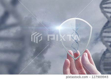 Genetic protection concept with DNA representation. 127909943