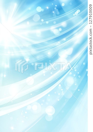 Gentle Blue Abstract Background with Light Streaks and Glowing Orbs. 127910009