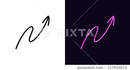 Outline winding arrow icon, with editable stroke. Hand drawn curve arrow icon, doodle line arrowhead. Wriggle arrow, hand drawn pointer, serpentine navigation, move direction. Vector icon Outline winding arrow icon, with editable stroke. Hand drawn curve arrow icon, doodle line arrowhead. Wriggle arrow, hand drawn pointer, serpentine navigation, move direction. Vector icon 127910018