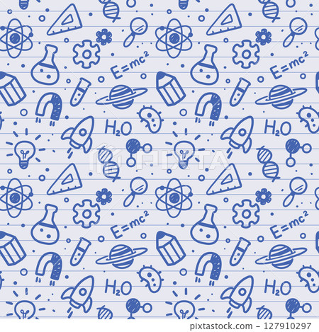 Seamless science doodle notebook pattern 127910297