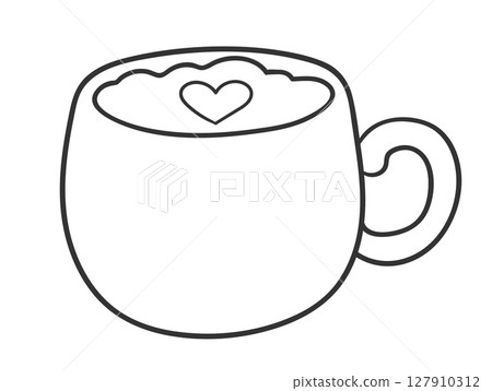 Latte cup outline with heart 127910312
