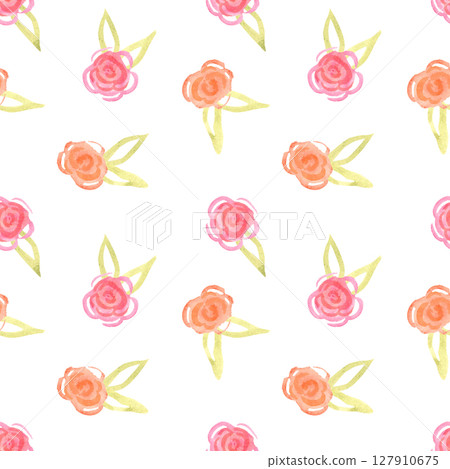 Watercolor seamless hand drawn pattern with roses 127910675