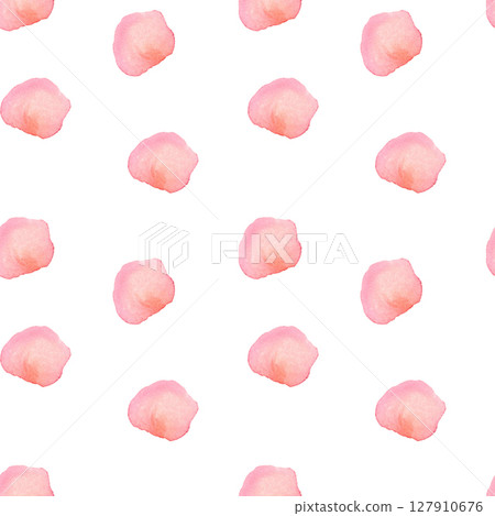 Watercolor seamless pattern hand drawn with pink spots. Polka dot pattern 127910676