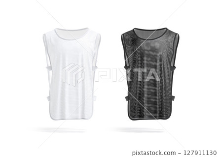 Blank black and white football practice vest with straps mockup Blank black and white football practice vest with straps mockup 127911130