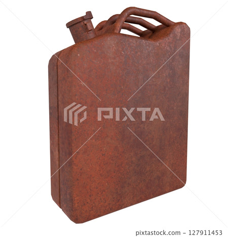 Rusty jerry can isolated on white 127911453