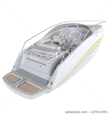Motorboat model isolated on white Motorboat model isolated on white 127911454