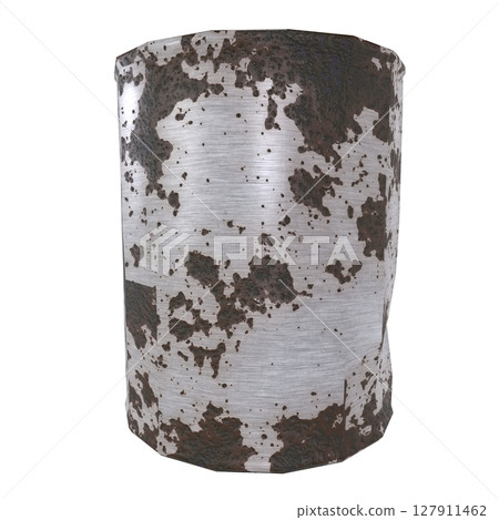 Vertical cylindrical object with a textured surface isolated on white 127911462
