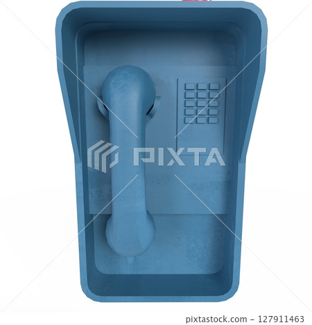 Blue telephone booth isolated on white 127911463
