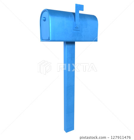 Blue mailbox isolated on white Blue mailbox isolated on white 127911476