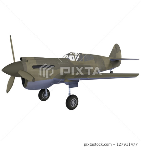 Vintage military airplane isolated on white 127911477