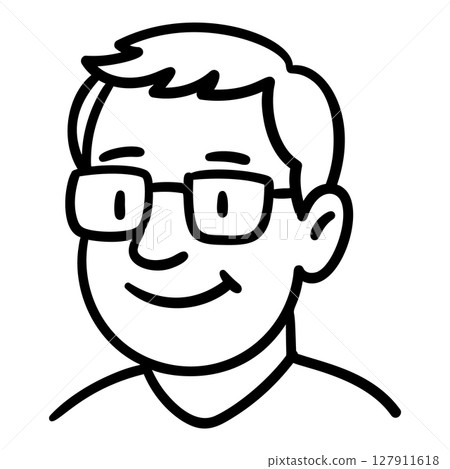 Doodle man avatar with glasses hand drawn style isolated Doodle man avatar with glasses hand drawn style isolated 127911618