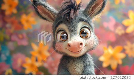 Adorable donkey cartoon with funny face Adorable donkey cartoon with funny face 127912023