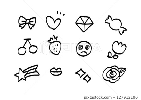 Hand-drawn Arrows and Symbols Set (Red) — Rough and eye-catching red ink elements 127912190