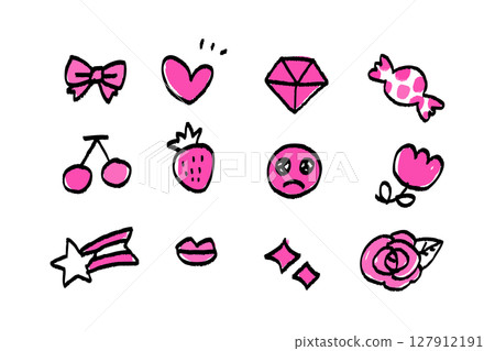 Hand-drawn arrows and symbols set (fluorescent) — Colorful, eye-catching materials 127912191