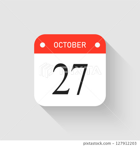 Vector icon page day calendar - 27 October month Vector icon page day calendar - 27 October month 127912203