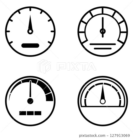 Four meter icons monochrome illustration set 127913069