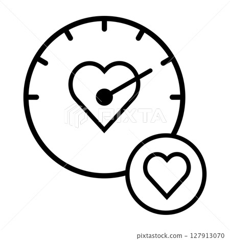 Heart meter gauge monochrome icon illustration 127913070