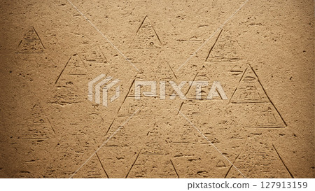 array of carved pyramid shapes, some with intricate ancient egyptian hieroglyphics and symbols array of carved pyramid shapes, some with intricate ancient egyptian hieroglyphics and symbols 127913159