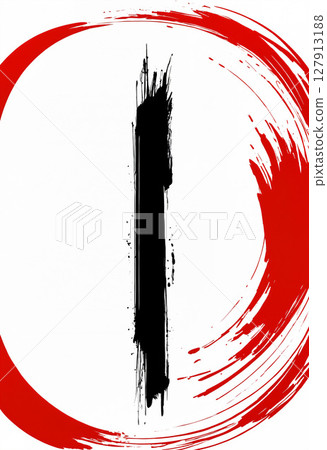 striking abstract composition featuring bold black and red brushstrokes calligraphy 127913188